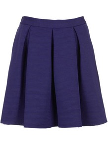 Colbalt Ribbed Pleat Skirt - length: mini; pattern: plain; fit: loose/voluminous; style: pleated; waist: mid/regular rise; predominant colour: navy; occasions: evening, work; fibres: polyester/polyamide - stretch; hip detail: structured pleats at hip; waist detail: narrow waistband; pattern type: fabric; pattern size: standard; texture group: other - light to midweight