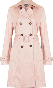 Unlined Seamed Trench Coat - pattern: plain; style: trench coat; length: mid thigh; predominant colour: blush; occasions: casual, evening, work; fit: tailored/fitted; fibres: cotton - 100%; collar: shirt collar/peter pan/zip with opening; waist detail: belted waist/tie at waist/drawstring; sleeve length: long sleeve; sleeve style: standard; texture group: cotton feel fabrics; collar break: high/illusion of break when open; pattern type: fabric; pattern size: standard