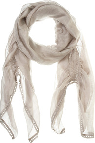 Stone Gauzy Scarf - predominant colour: stone; occasions: casual, work; style: regular; size: standard; pattern: plain; material: tulle/sheer