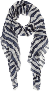 Ameili Print Scarf - predominant colour: navy; occasions: casual, evening, work, holiday; type of pattern: heavy; style: regular; size: standard; material: fabric; trends: striking stripes; pattern: patterned/print