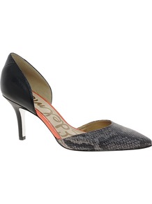 Opal Black Heeled Shoes - predominant colour: black; occasions: evening, work; material: leather; heel height: high; heel: stiletto; toe: pointed toe; style: courts; finish: plain; pattern: animal print