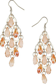 Diamond Facet Chandelier Earrings - predominant colour: nude; occasions: evening, occasion; style: chandelier; length: long; size: large/oversized; material: chain/metal; fastening: pierced; finish: metallic; embellishment: crystals