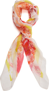 Ivory Floral Print Scarf - predominant colour: ivory; occasions: casual, evening, work; type of pattern: standard; style: regular; size: standard; material: fabric; pattern: florals