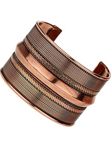 Copper Cuff Bracelet - predominant colour: gold; occasions: casual, evening, work, occasion, holiday; style: cuff; size: large/oversized; material: chain/metal; finish: metallic