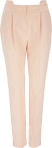 Pale Pink Tailored Slim Leg Trouser - pattern: plain; style: peg leg; waist: mid/regular rise; predominant colour: blush; occasions: casual, evening, work; length: ankle length; fibres: polyester/polyamide - stretch; texture group: crepes; fit: tapered; pattern type: fabric; pattern size: standard