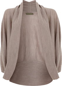 Cocoon Cardigan, Mink - pattern: plain; neckline: shawl; style: open front; predominant colour: taupe; occasions: casual, work; length: standard; fibres: wool - mix; fit: loose; sleeve length: 3/4 length; sleeve style: standard; texture group: knits/crochet; pattern type: knitted - fine stitch