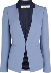 Tailored Blazer, Light Blue - pattern: plain; style: single breasted blazer; collar: standard lapel/rever collar; predominant colour: pale blue; occasions: casual, evening, work, occasion; length: standard; fit: tailored/fitted; sleeve length: long sleeve; sleeve style: standard; collar break: low/open; pattern type: fabric; pattern size: standard; texture group: woven light midweight; fibres: viscose/rayon - mix