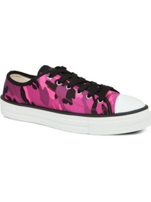 Lightning Low Top Trainers - predominant colour: pink; occasions: casual, holiday; material: fabric; heel height: flat; embellishment: ribbon; toe: round toe; style: trainers; trends: modern geometrics; finish: plain; pattern: patterned/print