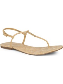 Emmy Stitch Thong Sandals - predominant colour: camel; occasions: casual, holiday; material: leather; heel height: flat; ankle detail: ankle strap; heel: standard; toe: toe thongs; style: flip flops / toe post; finish: plain; pattern: plain; embellishment: chain/metal