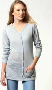 Kate Pocket Jersey Cardigan - neckline: low v-neck; pattern: plain; length: below the bottom; predominant colour: pale blue; occasions: casual; style: standard; fibres: polyester/polyamide - mix; fit: slim fit; sleeve length: long sleeve; sleeve style: standard; texture group: knits/crochet; pattern type: knitted - fine stitch
