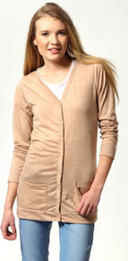 Kate Pocket Jersey Cardigan - neckline: low v-neck; pattern: plain; length: below the bottom; predominant colour: nude; occasions: casual; style: standard; fibres: polyester/polyamide - mix; fit: slim fit; sleeve length: long sleeve; sleeve style: standard; texture group: knits/crochet; pattern type: knitted - fine stitch
