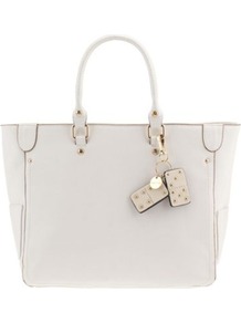 White Super Basic Shopper - predominant colour: white; occasions: casual, work; style: tote; length: handle; size: standard; material: faux leather; embellishment: studs; pattern: plain; finish: plain