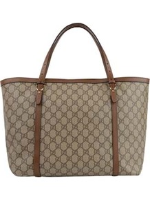 Nice Gg Plus Tote - predominant colour: taupe; occasions: casual, work; type of pattern: light; style: tote; length: handle; size: standard; material: fabric; pattern: monogram; finish: plain