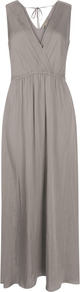 Drape Maxi Dress - neckline: low v-neck; pattern: plain; sleeve style: sleeveless; style: maxi dress; waist detail: elasticated waist; back detail: tie detail at back; predominant colour: taupe; occasions: casual, occasion, holiday; length: floor length; fit: body skimming; fibres: polyester/polyamide - 100%; sleeve length: sleeveless; texture group: silky - light; pattern type: fabric