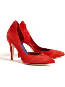 Red Atenera Suede Court Shoes - predominant colour: true red; occasions: evening, work, occasion; material: suede; heel height: high; heel: stiletto; toe: pointed toe; style: courts; finish: plain; pattern: plain