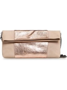 Touch Metallic Band Leather Clutch - predominant colour: blush; secondary colour: champagne; occasions: evening, occasion; type of pattern: standard; style: clutch; length: hand carry; size: small; material: leather; pattern: plain; trends: metallics; finish: metallic