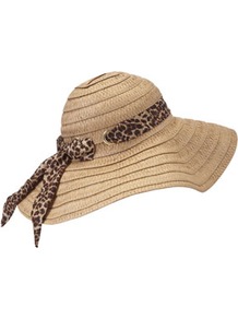 Floppy Straw Hat - predominant colour: camel; type of pattern: light; style: wide brimmed; size: large; material: macrame/raffia/straw; embellishment: ribbon; pattern: plain; occasions: holiday