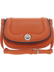 Pepper Pleather Small Crossbody Bag - predominant colour: bright orange; occasions: casual; type of pattern: standard; style: messenger; length: across body/long; size: small; material: faux leather; pattern: plain; finish: plain