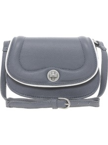 Pepper Pleather Small Crossbody Bag - predominant colour: mid grey; occasions: casual; type of pattern: standard; style: messenger; length: across body/long; size: small; material: faux leather; pattern: plain; finish: plain