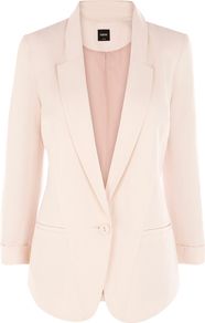 Women's Fadelma Jacket, Neutral - pattern: plain; style: single breasted blazer; collar: wide lapels; length: below the bottom; predominant colour: blush; occasions: evening, work, occasion; fit: tailored/fitted; fibres: viscose/rayon - 100%; sleeve length: long sleeve; sleeve style: standard; texture group: crepes; collar break: medium; pattern type: fabric; pattern size: standard