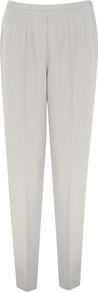 Women's Stone Tailored Trousers, Cream - length: standard; pattern: plain; style: peg leg; waist: mid/regular rise; predominant colour: light grey; occasions: casual, evening, work; fibres: polyester/polyamide - 100%; hip detail: front pleats at hip level; fit: tapered; pattern type: fabric; pattern size: standard; texture group: woven light midweight