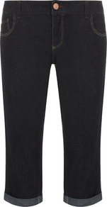 Indigo Crop Jeans - style: skinny leg; pattern: plain; pocket detail: traditional 5 pocket; waist: mid/regular rise; predominant colour: navy; occasions: casual; length: calf length; fibres: cotton - stretch; jeans detail: dark wash; jeans & bottoms detail: turn ups; texture group: denim; pattern type: fabric