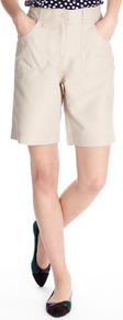 Stone Microfibre Short - pattern: plain; style: shorts; waist: high rise; length: mid thigh shorts; predominant colour: stone; occasions: casual, holiday; fibres: polyester/polyamide - 100%; texture group: cotton feel fabrics; fit: straight leg; pattern type: fabric; pattern size: standard