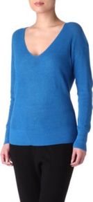 Nevada Knitted Jumper - neckline: low v-neck; pattern: plain; style: standard; predominant colour: royal blue; occasions: casual; length: standard; fibres: cotton - mix; fit: standard fit; sleeve length: long sleeve; sleeve style: standard; texture group: knits/crochet; pattern type: knitted - other