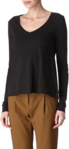 Jacksonville Top - neckline: low v-neck; sleeve style: extended cuff; pattern: plain; predominant colour: black; occasions: casual; length: standard; fibres: cotton - mix; fit: loose; style: a-line; sleeve length: extra long; pattern type: fabric; texture group: jersey - stretchy/drapey