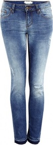 Distressed The End Mid Rise Ankle Jeans - style: skinny leg; pattern: plain; pocket detail: traditional 5 pocket; waist: mid/regular rise; predominant colour: denim; occasions: casual, holiday; length: ankle length; fibres: cotton - stretch; jeans detail: whiskering, shading down centre of thigh, washed/faded; texture group: denim; pattern type: fabric; pattern size: standard