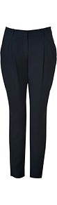Yogan Pants In True Navy - pattern: plain; waist: mid/regular rise; predominant colour: navy; occasions: casual, work; length: ankle length; fibres: silk - mix; texture group: silky - light; fit: slim leg; pattern type: fabric; style: standard