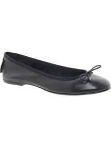 Classic Black Ballet Flats - predominant colour: black; occasions: casual; material: leather; heel height: flat; toe: round toe; style: ballerinas / pumps; finish: plain; pattern: plain; embellishment: bow