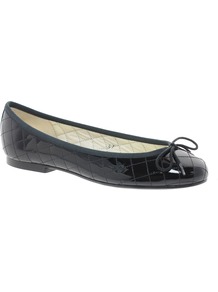 Henrietta Patent Quilted Ballet Flats - predominant colour: black; occasions: casual, work; material: leather; heel height: flat; embellishment: quilted; toe: round toe; style: ballerinas / pumps; finish: patent; pattern: plain
