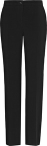 Lyonaise Eve Straight Leg Trousers - length: standard; pattern: plain; waist: mid/regular rise; predominant colour: black; occasions: evening, work; fibres: viscose/rayon - stretch; texture group: crepes; fit: straight leg; pattern type: fabric; pattern size: standard; style: standard