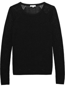 Katia Mesh Panel Jumper - neckline: round neck; pattern: plain; style: standard; predominant colour: black; occasions: casual, work; length: standard; fit: standard fit; waist detail: fitted waist; sleeve length: long sleeve; sleeve style: standard; texture group: knits/crochet; pattern type: knitted - other; fibres: viscose/rayon - mix