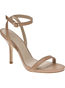 Open Toe Sandal - predominant colour: nude; occasions: evening, work, occasion; material: leather; heel height: high; embellishment: buckles; ankle detail: ankle strap; heel: stiletto; toe: open toe/peeptoe; style: standard; finish: plain; pattern: plain