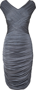 Ida Ruched Dress, Charcoal - neckline: low v-neck; fit: tight; pattern: plain; sleeve style: sleeveless; style: bodycon; waist detail: fitted waist; predominant colour: charcoal; occasions: evening, occasion; length: just above the knee; fibres: polyester/polyamide - stretch; sleeve length: sleeveless; texture group: jersey - stretchy/drapey