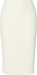 Lois Pleat Back Skirt, Ivory - pattern: plain; style: pencil; fit: tailored/fitted; waist: mid/regular rise; predominant colour: ivory; occasions: casual, evening, work; length: on the knee; fibres: polyester/polyamide - stretch; texture group: cotton feel fabrics; pattern type: fabric; pattern size: standard