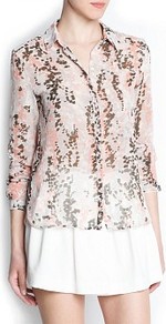 Chiffon Printed Shirt - neckline: shirt collar/peter pan/zip with opening; style: shirt; predominant colour: blush; occasions: work; length: standard; fibres: polyester/polyamide - 100%; fit: straight cut; sleeve length: long sleeve; sleeve style: standard; texture group: sheer fabrics/chiffon/organza etc.; pattern type: fabric; pattern size: big & busy; pattern: patterned/print
