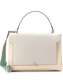 Bathurst Bow Large Leather Shoulder Bag - predominant colour: ivory; occasions: casual, evening, work; type of pattern: light; style: shoulder; length: handle; size: standard; material: leather; pattern: two-tone; finish: plain