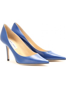 Agnes Leather Pumps - predominant colour: royal blue; occasions: evening, work, occasion; material: leather; heel height: high; heel: stiletto; toe: pointed toe; style: courts; finish: plain; pattern: plain