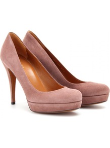 Betty Suede Platform Pumps - predominant colour: pink; occasions: evening, work, occasion; material: suede; heel height: high; heel: platform; toe: round toe; style: courts; finish: plain; pattern: plain