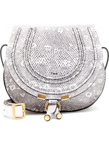 Marcie Small Leather Shoulder Bag - predominant colour: white; occasions: casual, evening, work, holiday; type of pattern: light; style: saddle; length: across body/long; size: small; material: leather; pattern: animal print; finish: plain