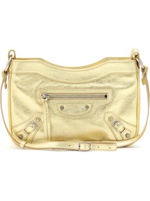 Classic Hip Shoulder Bag - predominant colour: gold; occasions: casual, evening; type of pattern: standard; style: shoulder; length: shoulder (tucks under arm); size: standard; material: leather; embellishment: zips; pattern: plain; trends: metallics; finish: metallic