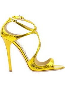 Watersnake Strappy Sandal - predominant colour: gold; occasions: evening, occasion; material: leather; heel height: high; ankle detail: ankle strap; heel: stiletto; toe: open toe/peeptoe; style: strappy; trends: metallics; finish: metallic; pattern: animal print