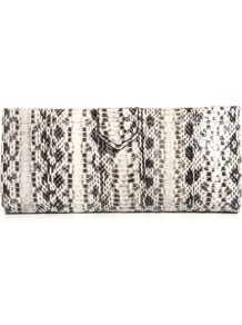 Miretta Clutch - predominant colour: white; occasions: evening, occasion; type of pattern: standard; style: clutch; length: hand carry; size: small; material: leather; pattern: animal print; finish: plain