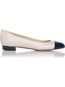 Scott Toe Cap Leather Ballerina Flat Blue Navy - predominant colour: ivory; occasions: casual, work; material: leather; heel height: flat; toe: round toe; style: ballerinas / pumps; finish: patent; pattern: plain