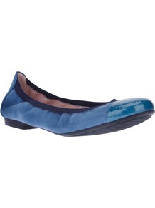 Patent Toe Pump - predominant colour: royal blue; occasions: casual, evening, work, holiday; material: suede; heel height: flat; toe: round toe; style: ballerinas / pumps; finish: patent; pattern: plain