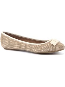 Extra Wide Fit Tan Raffia Bow Ballet Pumps - predominant colour: stone; occasions: casual, work; material: macrame/raffia/straw; heel height: flat; toe: round toe; style: ballerinas / pumps; finish: plain; pattern: two-tone; embellishment: bow