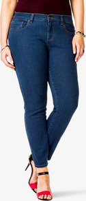 Fab Skinny Jeans (Short) - style: skinny leg; length: standard; pattern: plain; pocket detail: traditional 5 pocket; waist: mid/regular rise; predominant colour: navy; occasions: casual, evening, work, holiday; fibres: cotton - mix; jeans detail: dark wash; texture group: denim; pattern type: fabric; pattern size: standard